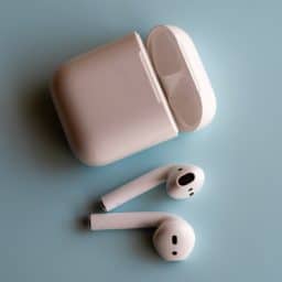 A pair of wireless earbuds.