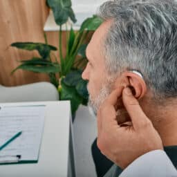 Man is fitted with hearing aid